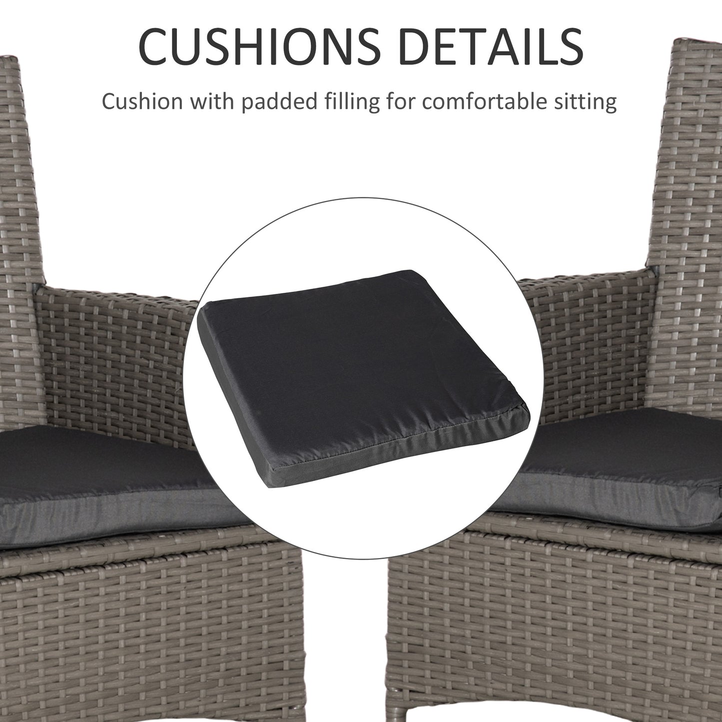 4PC Rattan Chair Patio  Chairs Set Cushioned Outdoor Rattan Furniture