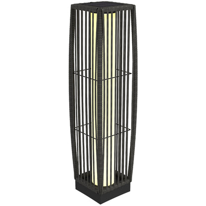 Solar Rattan Floor Lamp Auto On/Off Garden Lantern, Dark Grey