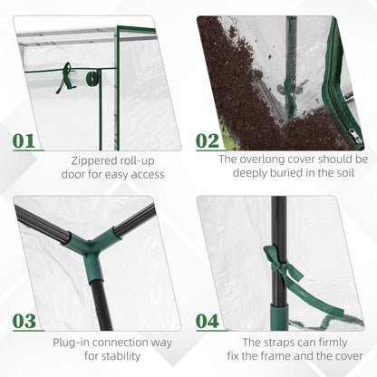 100 x 50 x 150cm Greenhouse w/ Zipper Roll-up Door Outdoor Transparent