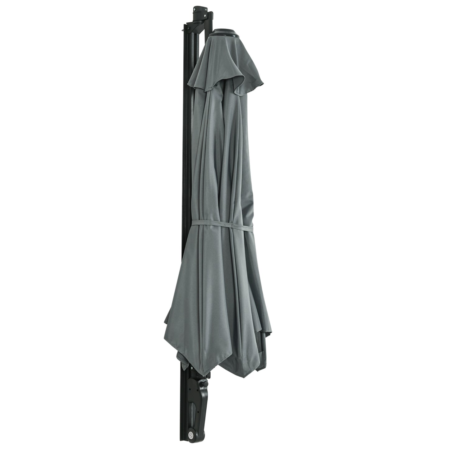 Wall-Mounted Parasol Patio Umbrella with Hand to Push System Grey
