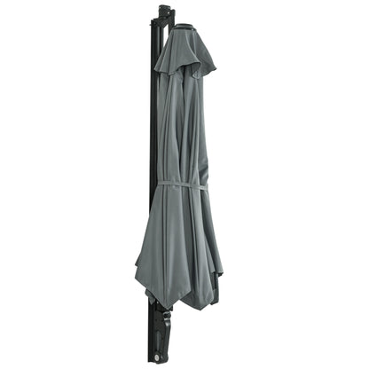 Wall-Mounted Parasol Patio Umbrella with Hand to Push System Grey