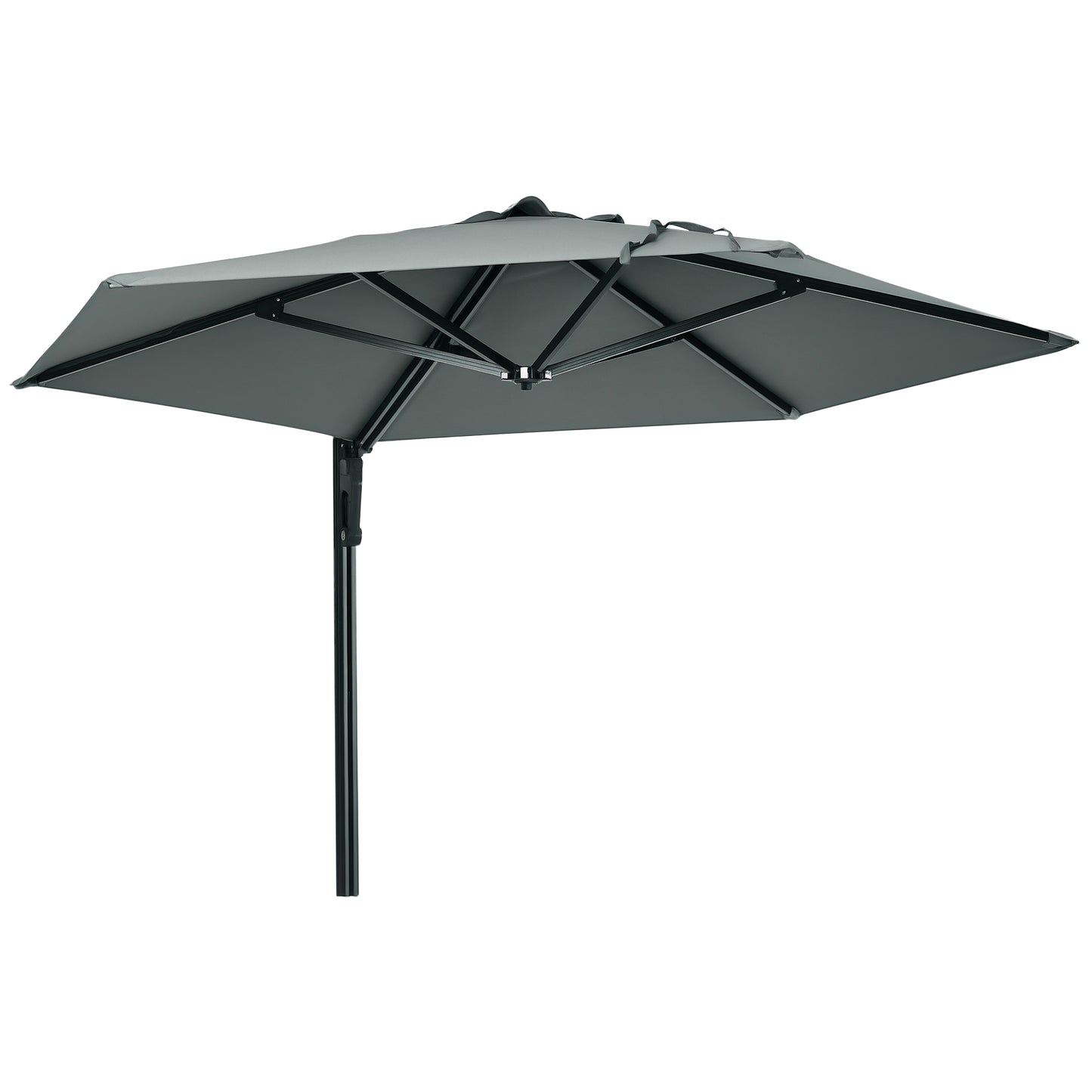 Wall-Mounted Parasol Patio Umbrella with Hand to Push System Grey