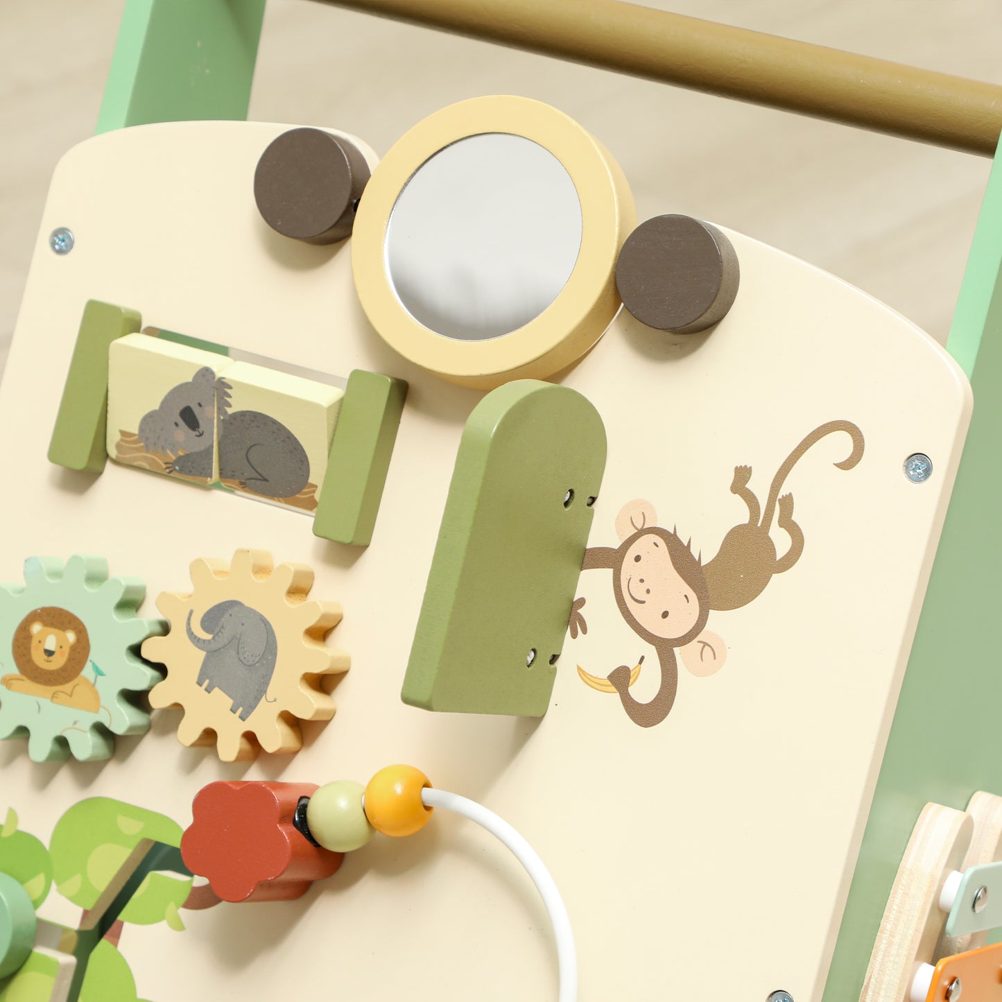 Wooden Baby Walker with Speed Control, Montessori-Inspired Centre