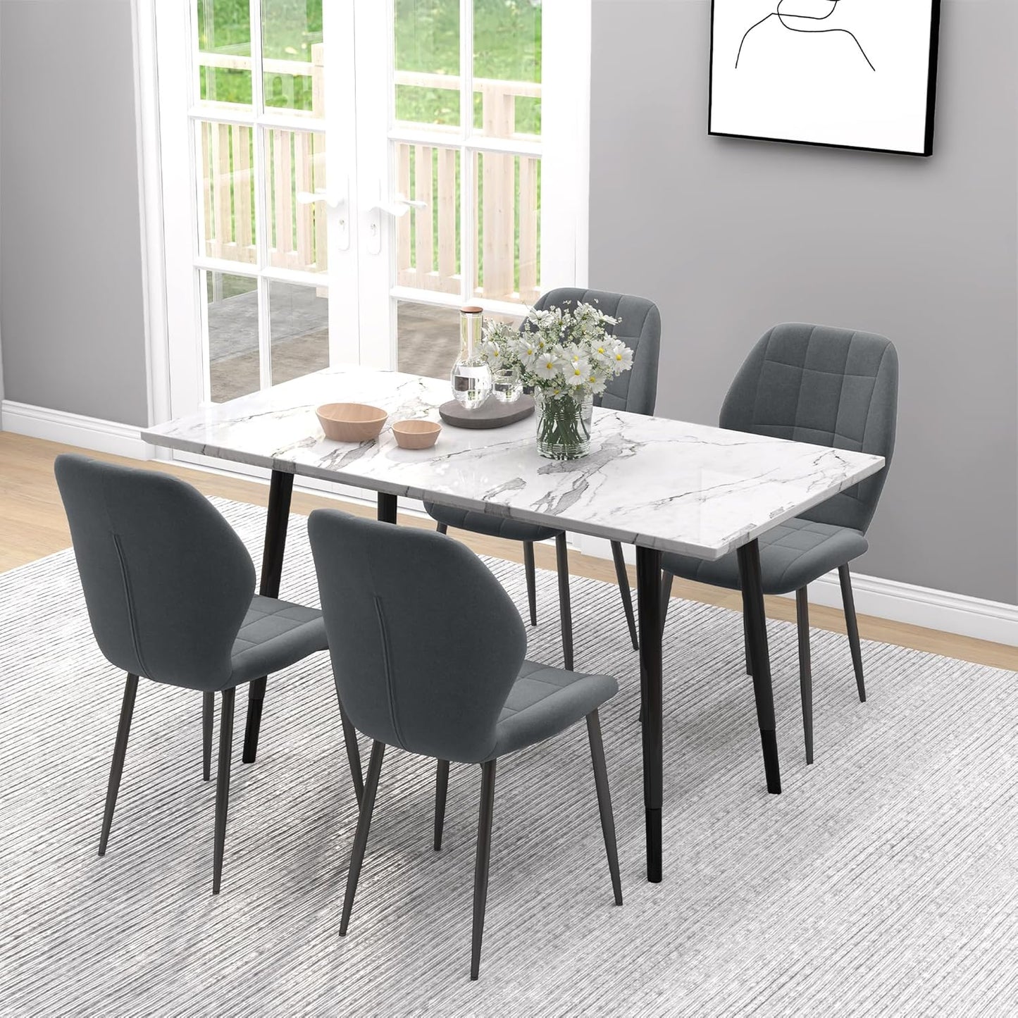 Set of Four Flannel Relaxed Tub Dining Chairs - Grey (In Stock - Available Now)