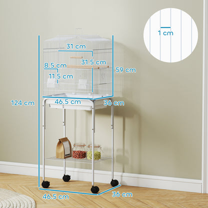 Bird Cage for Budgie Finch Canary Parakeet W/ Stand Tray White