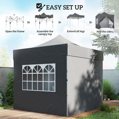 3 x 3 m Heavy Duty Pop Up Gazebo with Sides, UPF50+ Marquee Gazebo