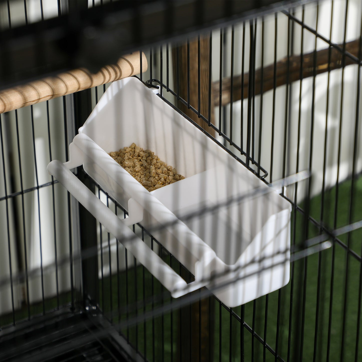 2 In 1 Large Bird Cage Aviary with Wheels, Slide-out Trays Wood Perches