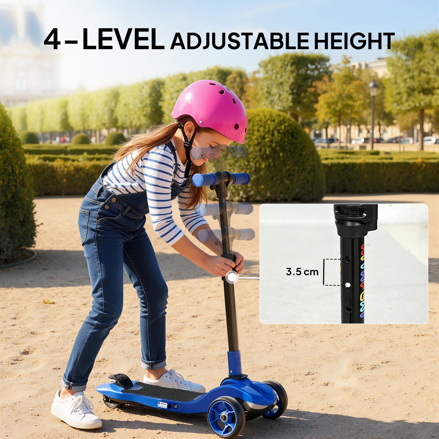 Electric Scooter for Age 6-10, 3 Wheel Foldable Kids Scooter, Blue