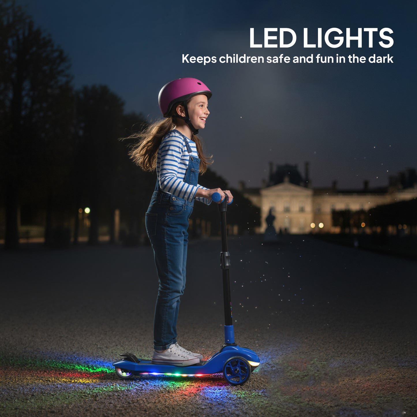 Electric Scooter for Age 6-10, 3 Wheel Foldable Kids Scooter, Blue