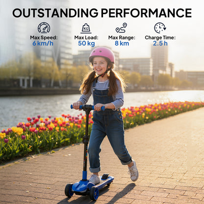 Electric Scooter for Age 6-10, 3 Wheel Foldable Kids Scooter, Blue