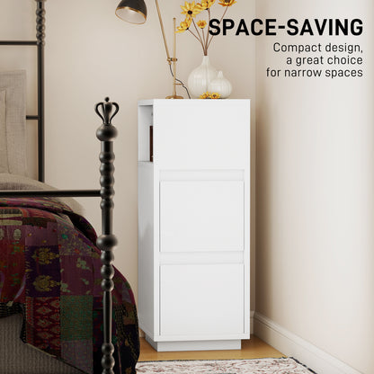 Slim Bedside Table, Bedside Cabinet with Open Shelf and 2 Drawers