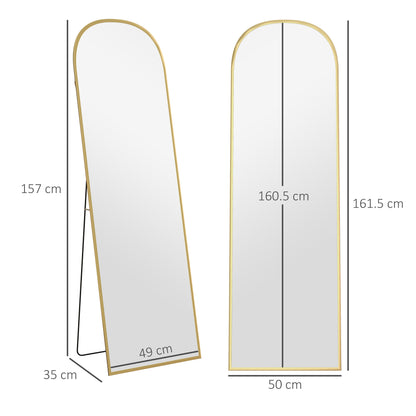 Full Length Mirror with Aluminium Alloy Frame Hanging or Leaning Gold