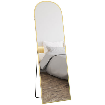 Full Length Mirror with Aluminium Alloy Frame Hanging or Leaning Gold