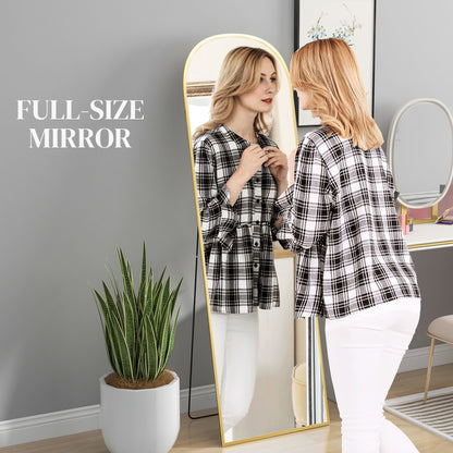 Full Length Mirror with Aluminium Alloy Frame Hanging or Leaning Gold