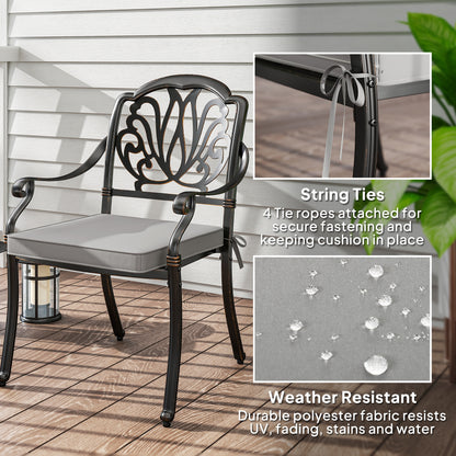 45 x 45cm Replacement Garden Seat Cushion Pad with Ties, Light Grey