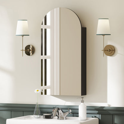 Bathroom Mirror Cabinet with Adjustable Glass Shelves, Black