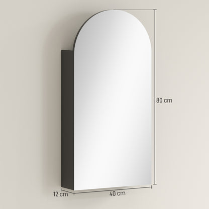 Bathroom Mirror Cabinet with Adjustable Glass Shelves, Black