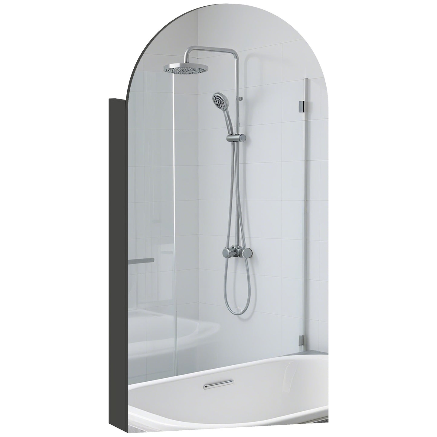 Bathroom Mirror Cabinet with Adjustable Glass Shelves, Black