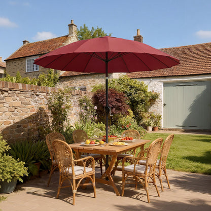 2m Shanghai Garden Parasol Umbrella, Outdoor Sun Shade, Wine Red