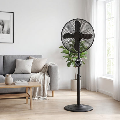 Metal Pedestal Fan with Oscillating, Adjustable Height, Timer