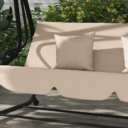 2-in-1 Garden Swing Chair for 3 Person w/ Adjustable Canopy Light Brown