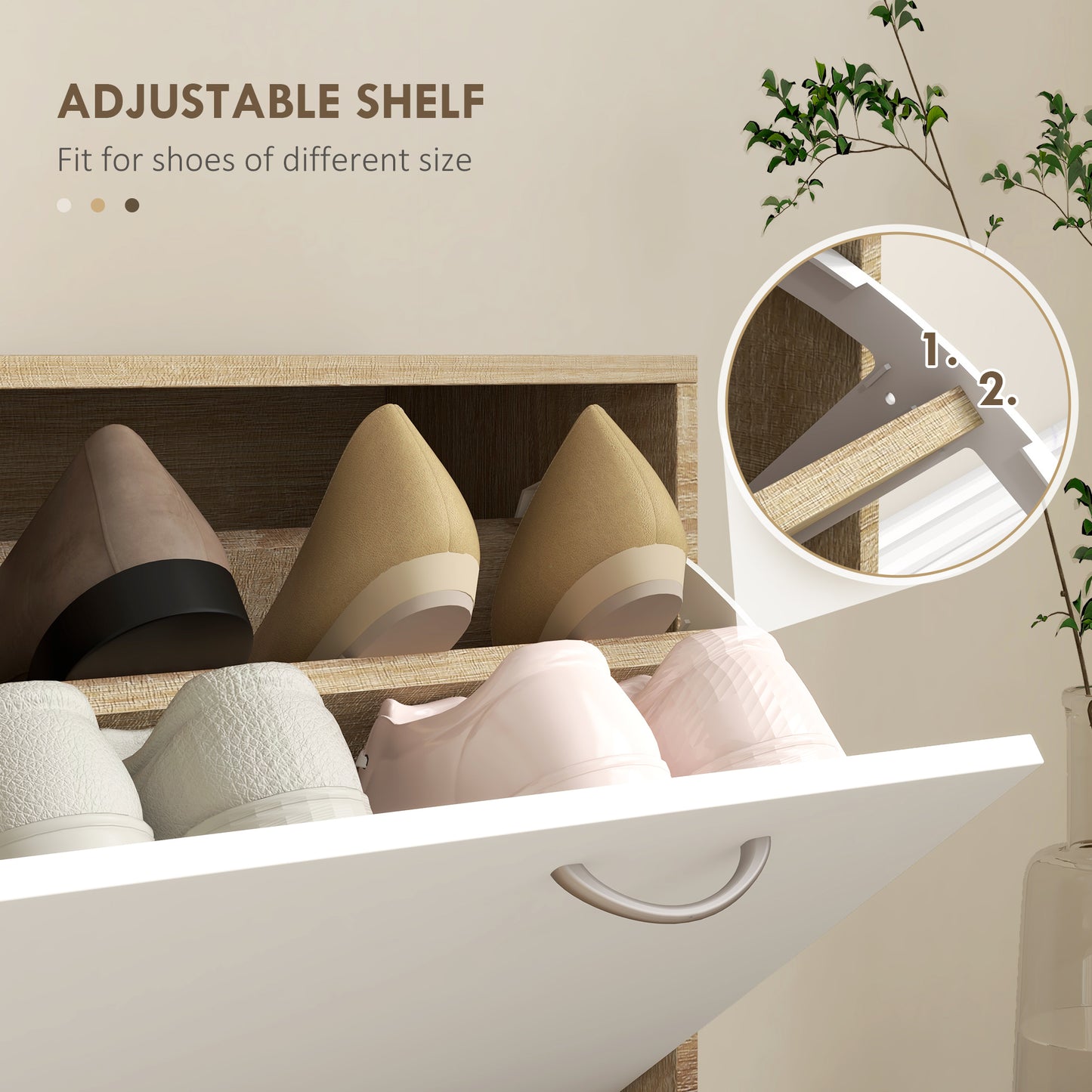 Hallway Furniture Set with Shoe Cabinet, Coat Rack and Mirror
