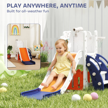 5 in 1 Toddler Slide Set with Basketball Hoop for Age 1-3, Orange