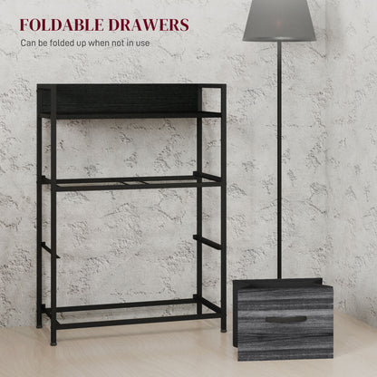 Bedroom Chest of Drawers 4 Drawer Dresser w/ Shelf, Black