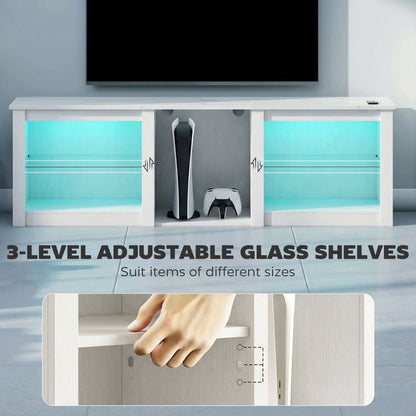 160cm TV Unit w/ LED Lights for 70" TV Modern TV Stand Cabinet