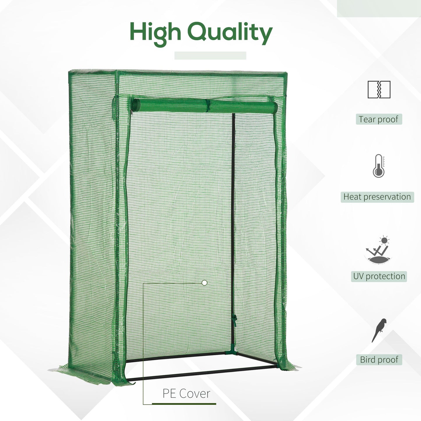 100 x 50 x 150cm Greenhouse w/ Zipper Roll-up Door Outdoor Green