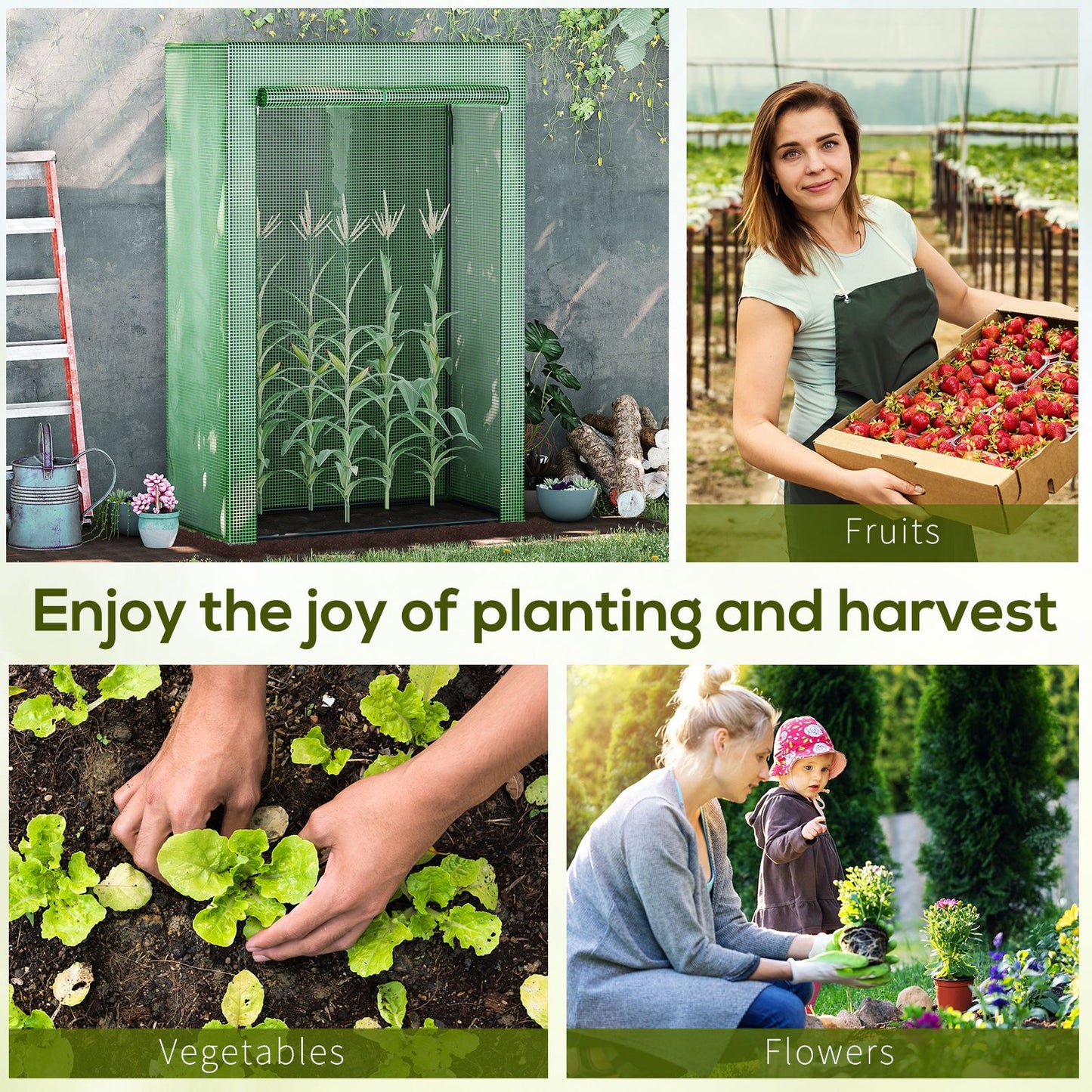 100 x 50 x 150cm Greenhouse w/ Zipper Roll-up Door Outdoor Green