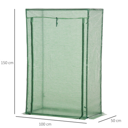 100 x 50 x 150cm Greenhouse w/ Zipper Roll-up Door Outdoor Green