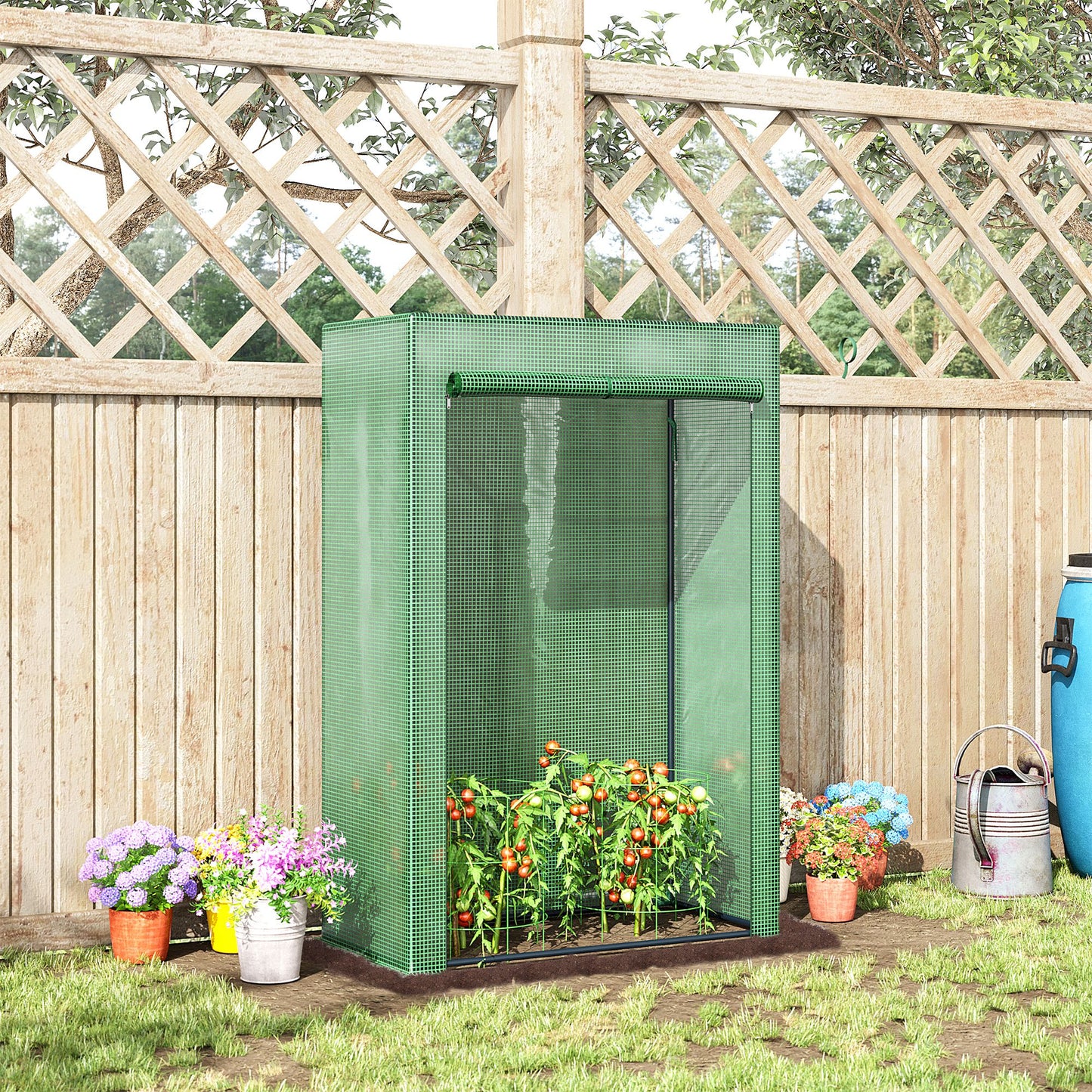 100 x 50 x 150cm Greenhouse w/ Zipper Roll-up Door Outdoor Green
