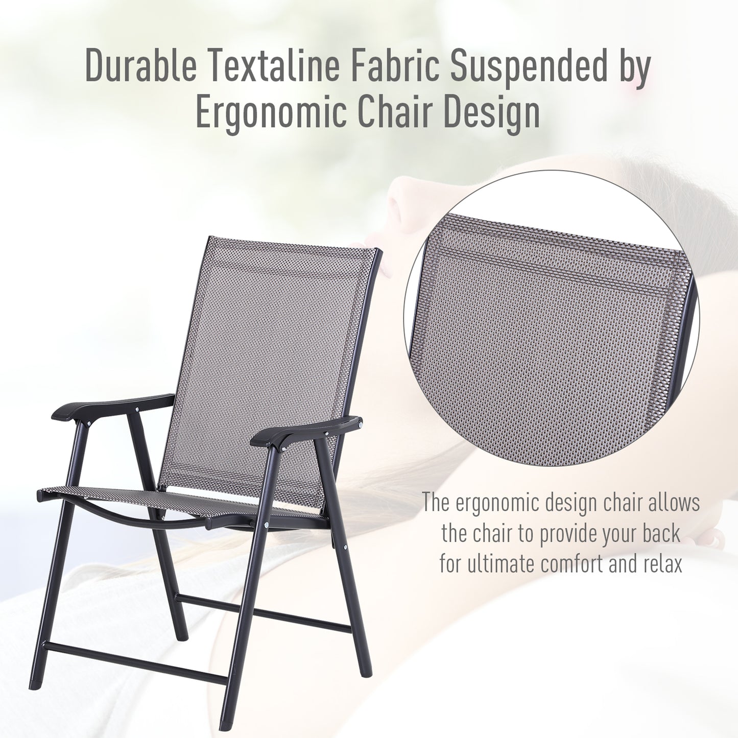 2-PCS Garden Armchairs Outdoor Patio Folding Modern Furniture Grey