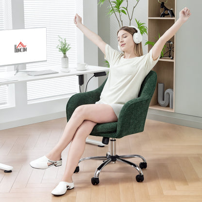 Modern Velvet Office Desk Chair for Bedroom, Living Room, Dark Green