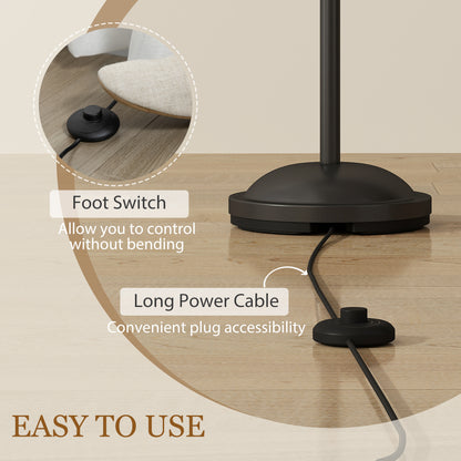 3-Light Upright Floor Lamps for Living Room, Modern Standing Lamp for Bedroom with Steel Base, Bulb not Included, Black