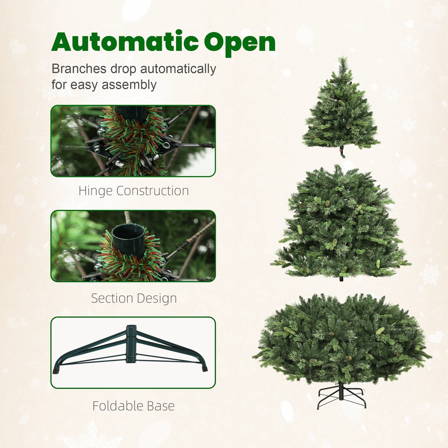 180cm Christmas Tree with Colourful DIY LEDs, Remote, Carolina Pine