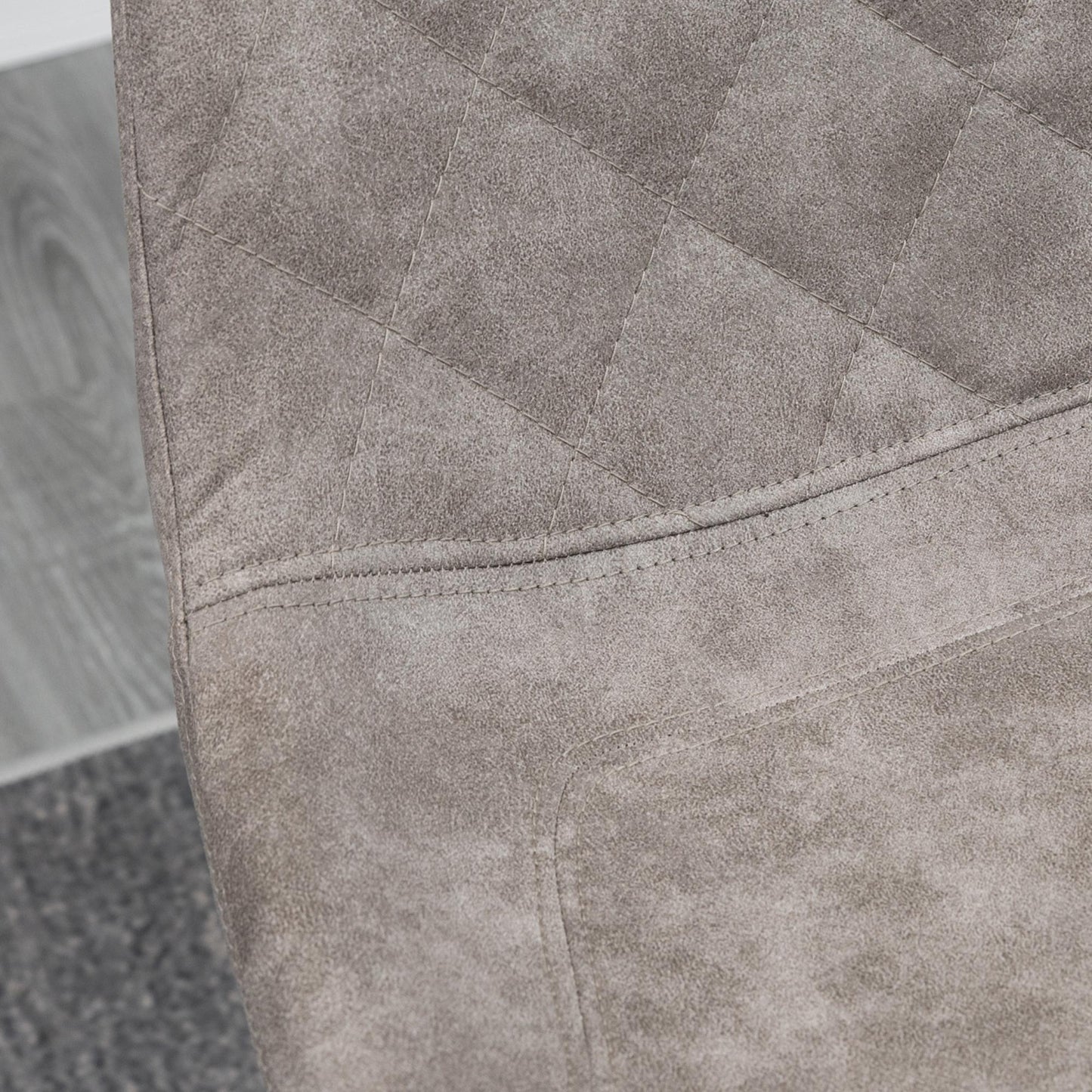 Set Of 2 Bar Stools Vintage Microfiber Cloth Tub Seats Padded Steel Grey