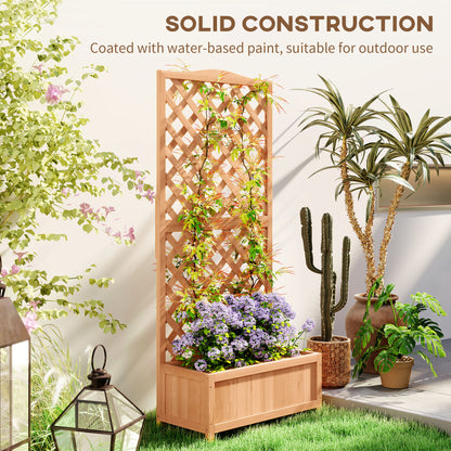 Garden Wooden Planter Box with Trellis Flower Raised Bed Brown