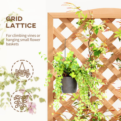 Garden Wooden Planter Box with Trellis Flower Raised Bed Brown