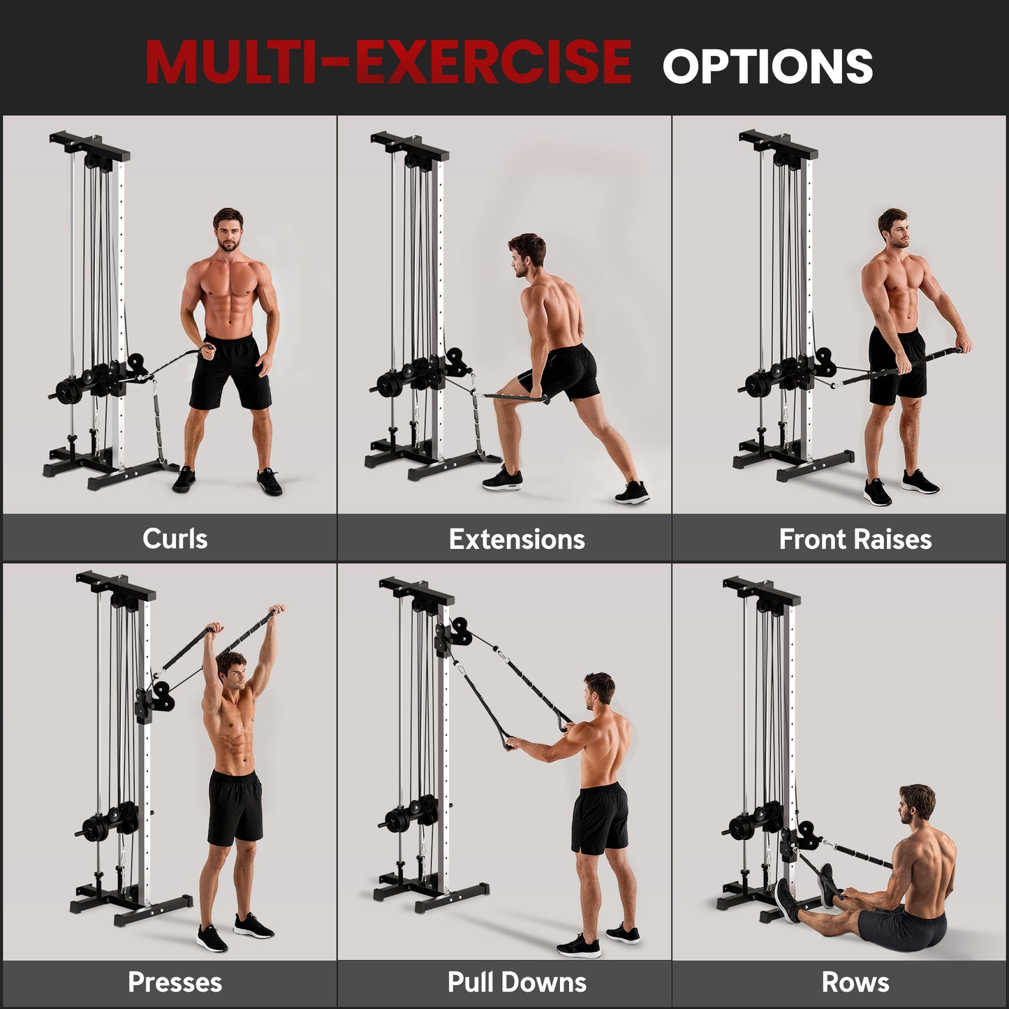 Wall Mount Cable Station with 15 Positions Adjustable Dual Pulleys