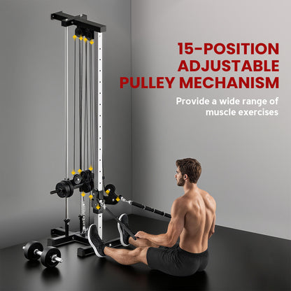 Wall Mount Cable Station with 15 Positions Adjustable Dual Pulleys