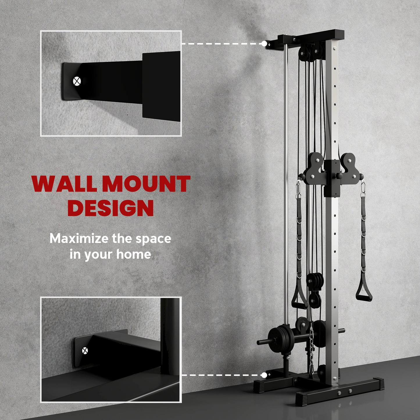 Wall Mount Cable Station with 15 Positions Adjustable Dual Pulleys