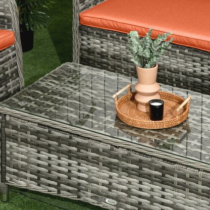 4 Pieces Rattan Sofa Set Outdoor Conservatory Furniture with Cushions
