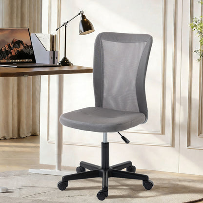 Vinsetto Armless Office Chair, Swivel Desk Chair w/ Adjustable Height Grey
