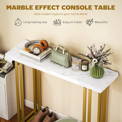 Modern Slim Long Accent Sofa Side Hall Desk for Hallway, White