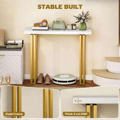 Modern Slim Long Accent Sofa Side Hall Desk for Hallway, White