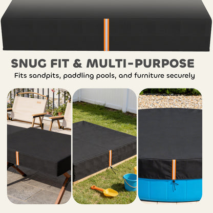 Sandbox Cover, Square Sandpit Cover with Drawstring & Elastic Band