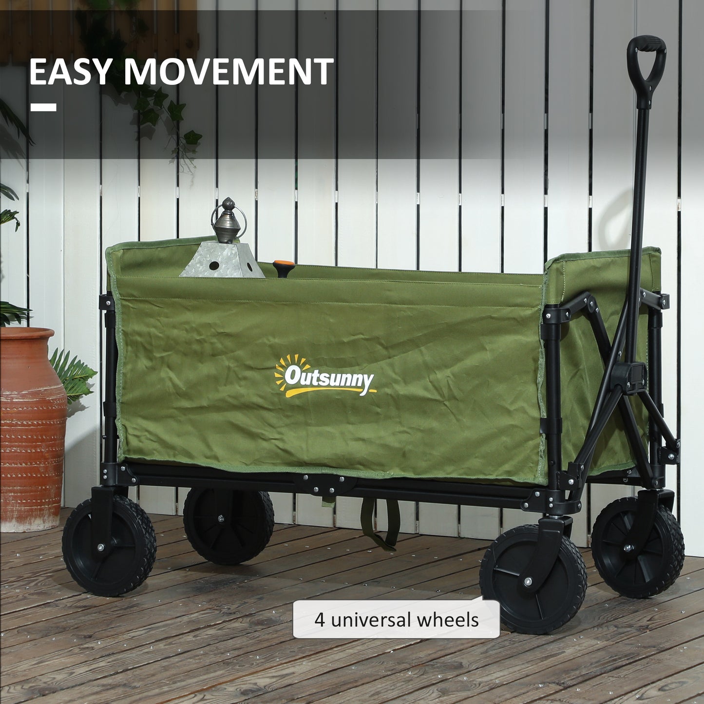 120L Folding Collapsible Wagon with Adjustable Handle, Green