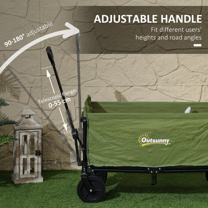 120L Folding Collapsible Wagon with Adjustable Handle, Green